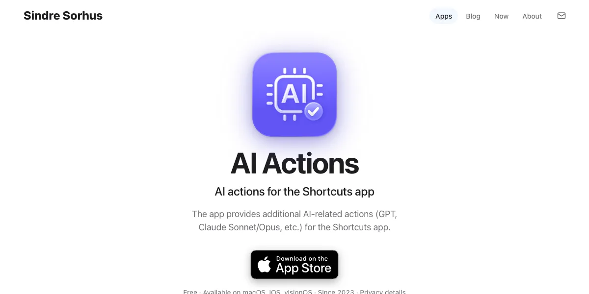 AI Actionsの公式サイトのトップページ