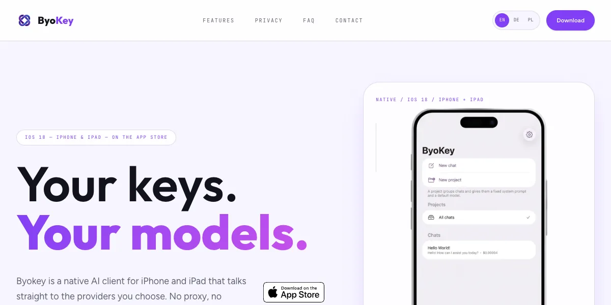 Byokeyの公式サイトのトップページ