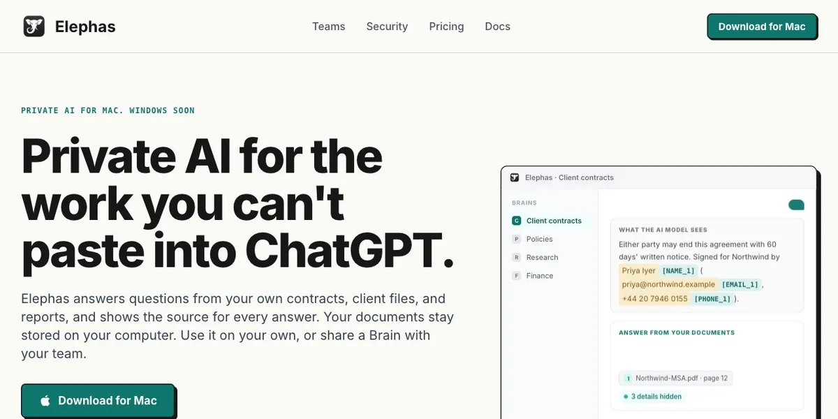 Elephasの公式サイトのトップページ